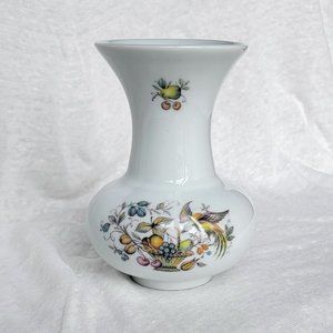 5.5" Vintage Limoges France Bird and Basket Porcelain Trumpet Tulip Flower Vase
